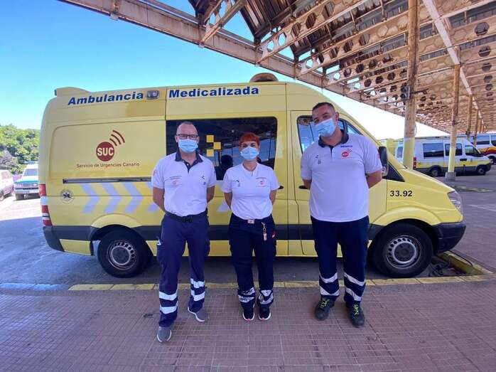 Profesionales de ambulancias del SUC con sede en la Estación de Guaguas de Telde/TA.